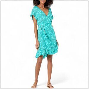 Billabong Wrap and Roll Tropic Shore Aqua Floral Ruffle Dress NEW Size XS